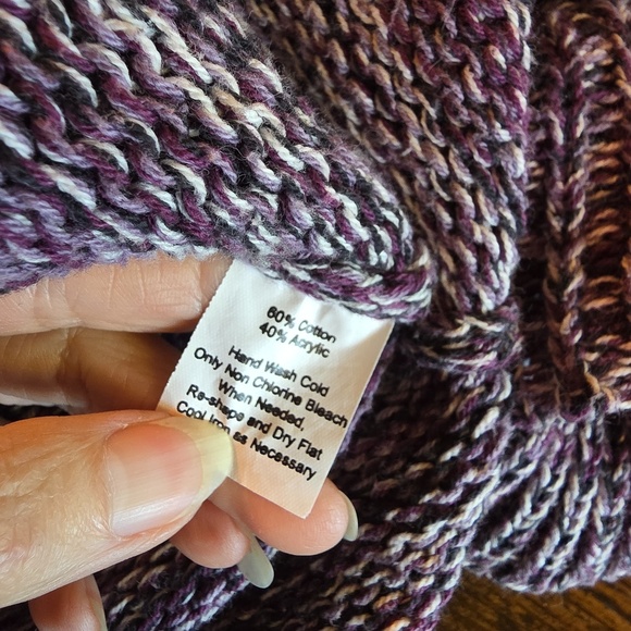 River Soft Cotton Blend Purple Cowl Neck Sweater - Picture 7 of 7